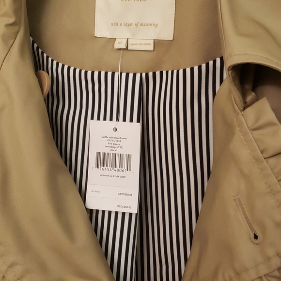 NWT Kate spade ruffle trim trench coat - Picture 14 of 16